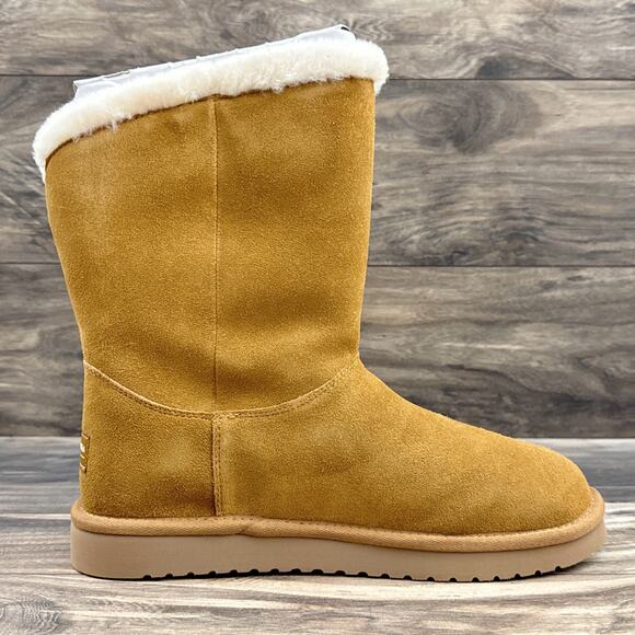 NIB Koolaburra by UGG 9 40 Alamie Booties Suede Faux Fur Chestnut Tan - Picture 7 of 14